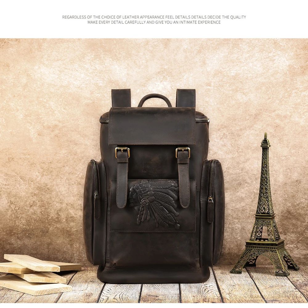 Men's Genuine Leather Backpack  | Large Capacity Bag for Business, Travel & Hiking