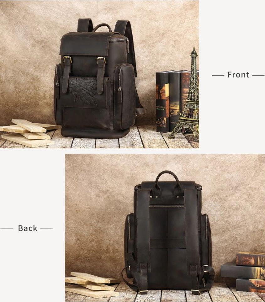 Men's Genuine Leather Backpack  | Large Capacity Bag for Business, Travel & Hiking