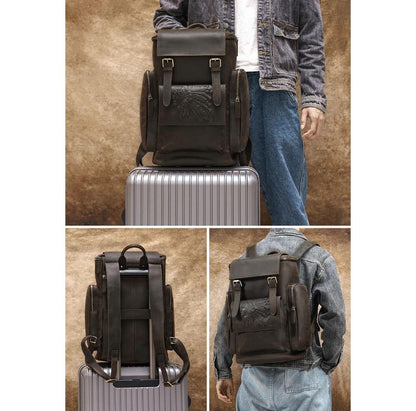 Men's Genuine Leather Backpack  | Large Capacity Bag for Business, Travel & Hiking