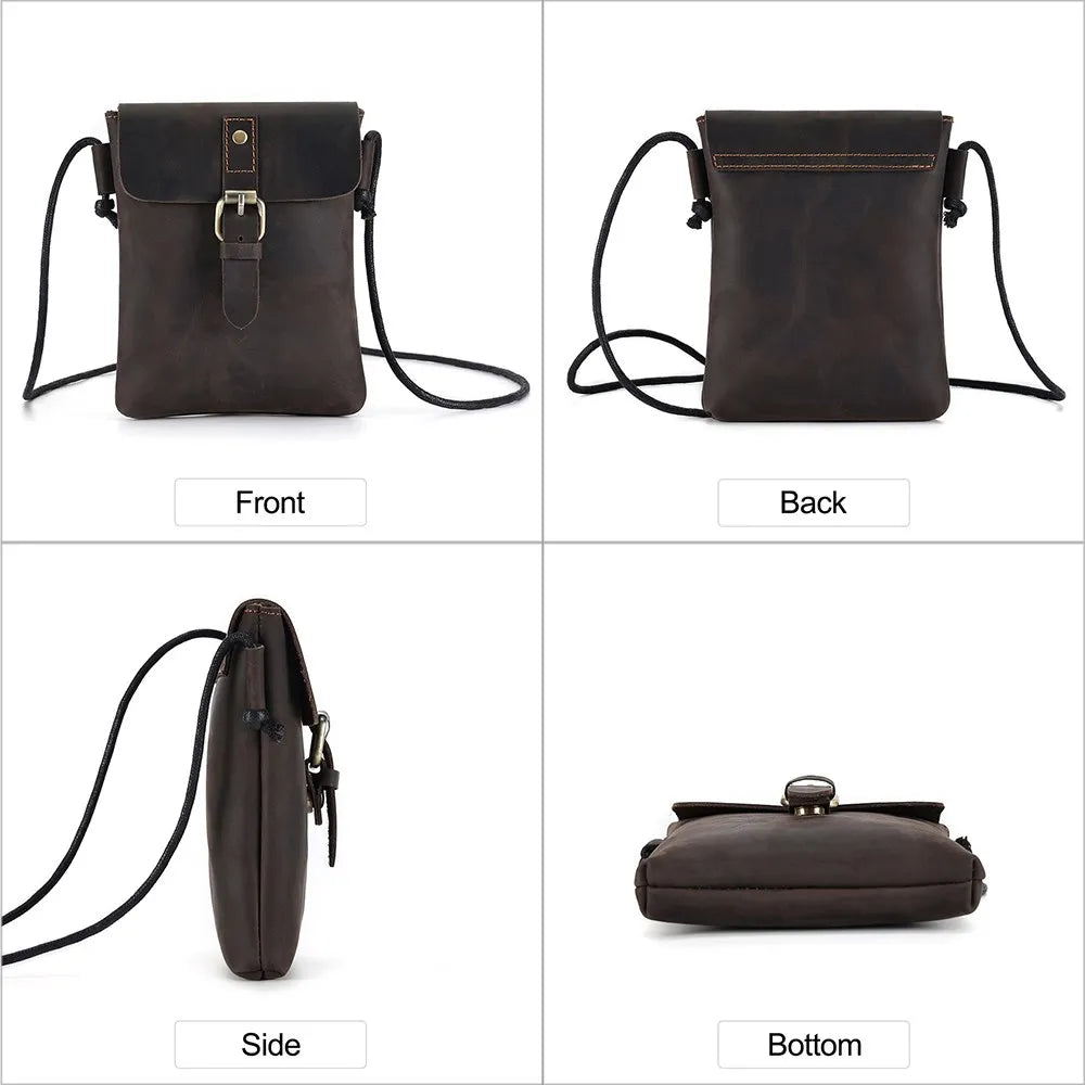 Men's Genuine Leather Crossbody Bag | Small Messenger Bag