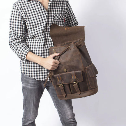 Vintage Genuine Leather Backpack for Men – Laptop & Travel Outdoor Bag