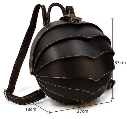 Women's Handmade Vintage Leather Backpack – Unique Beetle Design