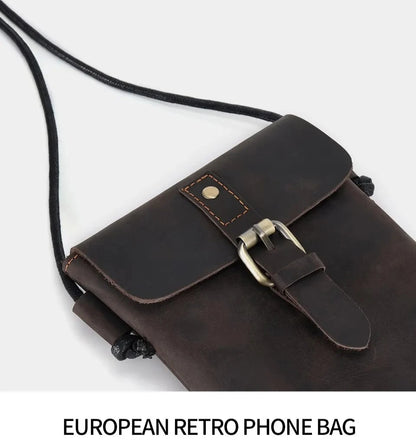 Men's Genuine Leather Crossbody Bag | Small Messenger Bag