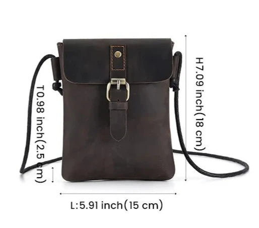 Men's Genuine Leather Crossbody Bag | Small Messenger Bag