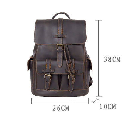 Vintage Genuine Leather Backpack for Men – Laptop & Travel Outdoor Bag