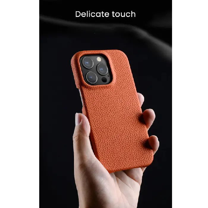 Magnetic Phone Cover - Premium Genuine Leather Case for iPhone 15 14 Pro Max Plus