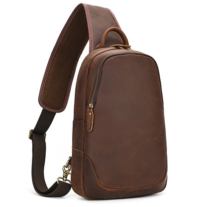 Large Genuine Leather Chest Bag /  Shoulder Backpack  for Men