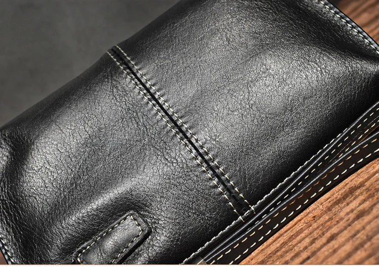 Genuine Leather Long Clutch Wallet With Wrist Strap