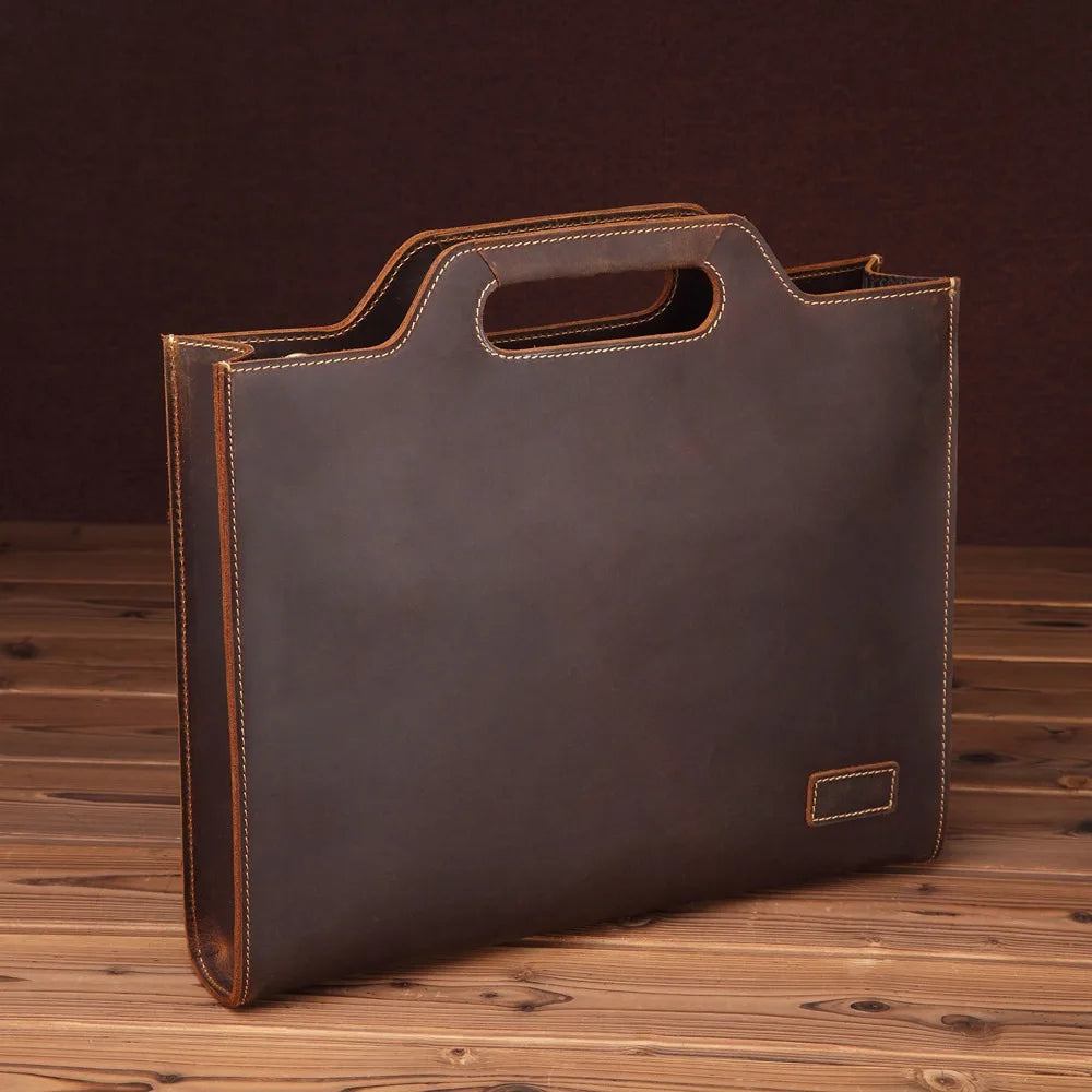 Vintage leather business briefcase for men