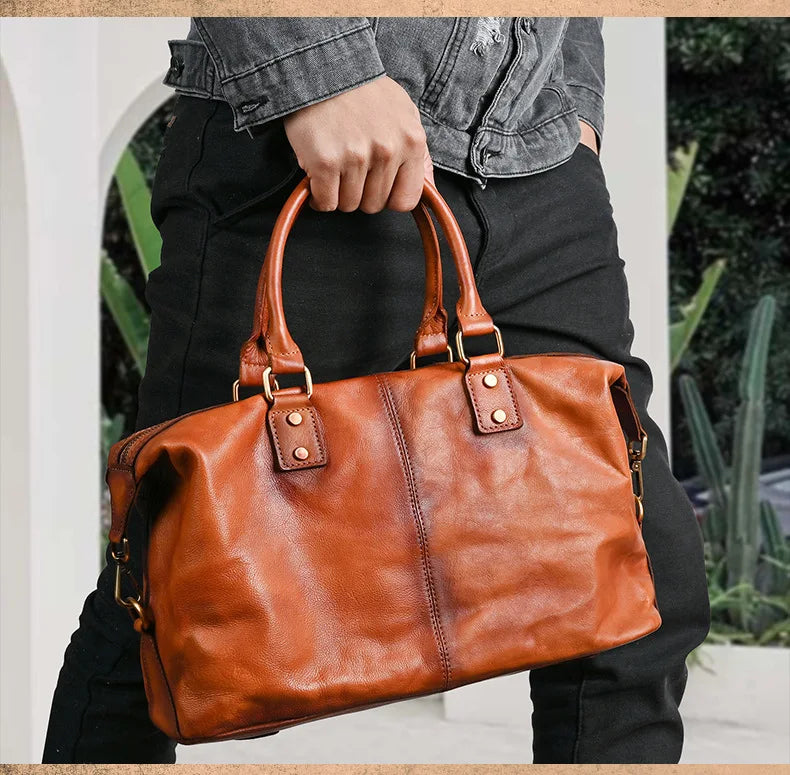 Genuine Leather Travel Bag for Men and Women