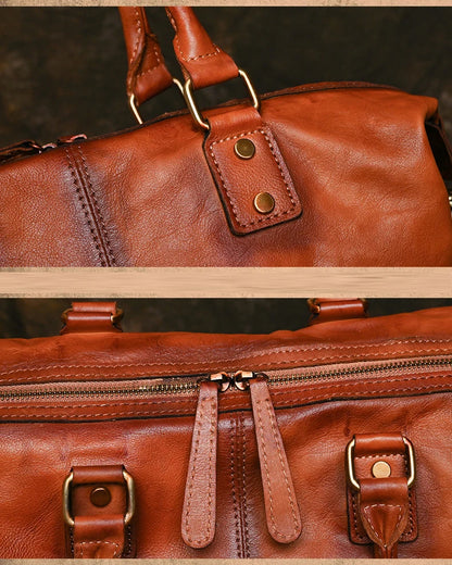 Genuine Leather Travel Bag for Men and Women