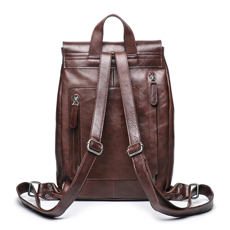 Vintage Men's High-Quality Leather Backpack