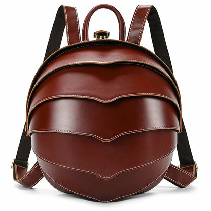 Women's Handmade Vintage Leather Backpack – Unique Beetle Design