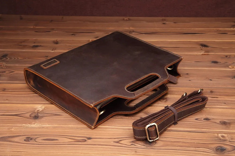 Vintage leather business briefcase for men