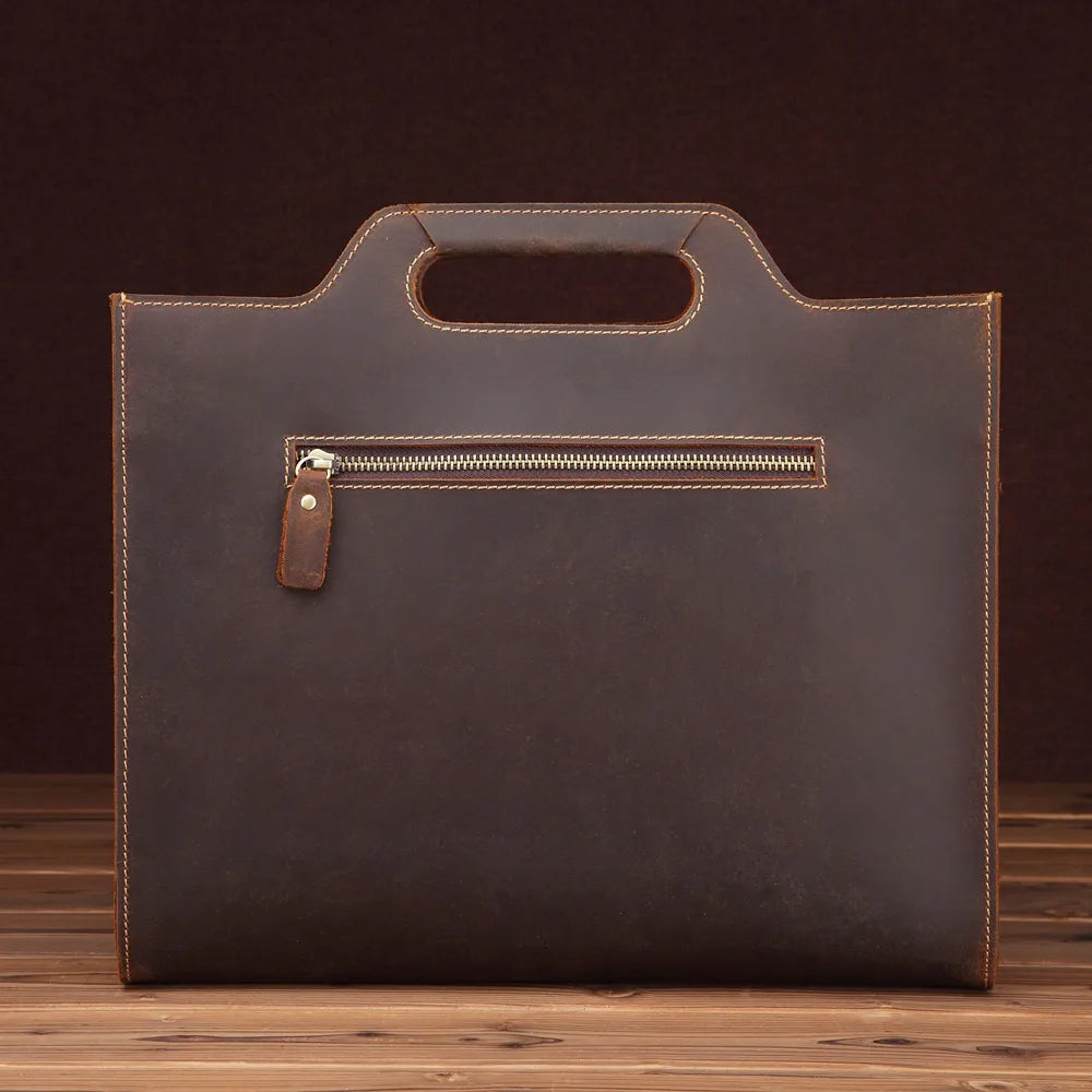 Vintage leather business briefcase for men