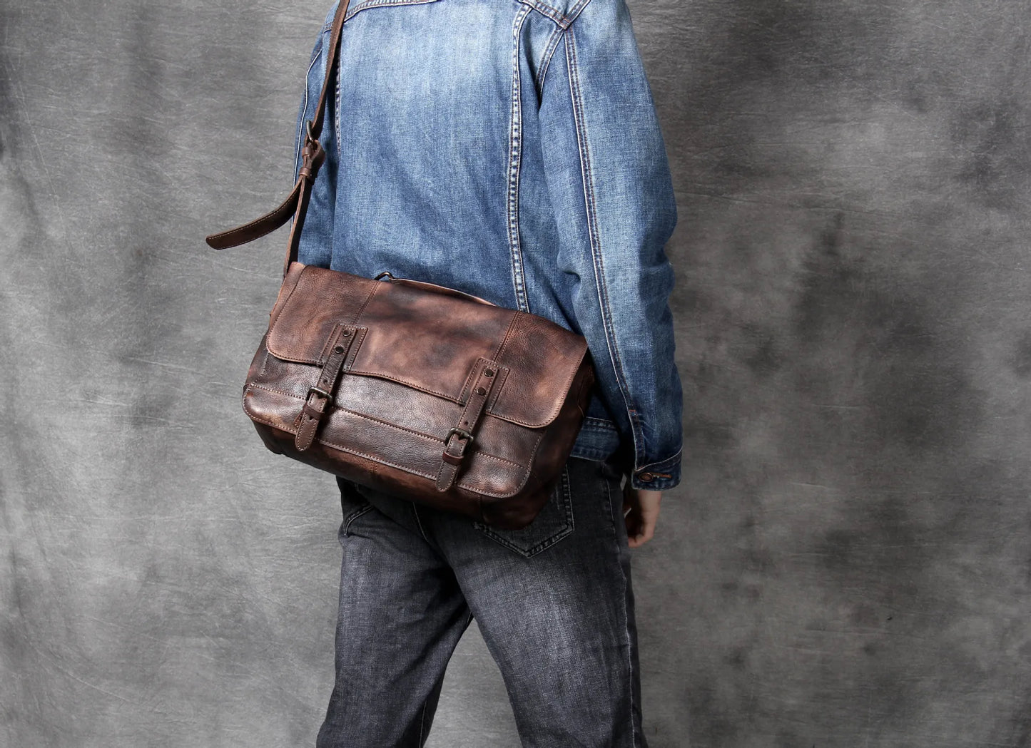 Vintage Leather Men's Shoulder Messenger Bag