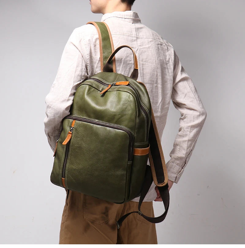 Men's Genuine Leather Travel Backpack