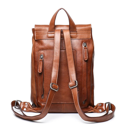 Vintage Men's High-Quality Leather Backpack