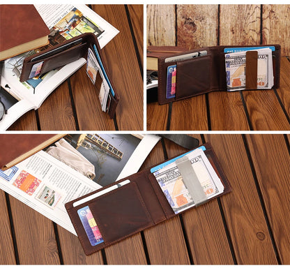 Genuine Leather RFID Wallet with Air Tag Holder – Money Clip & Card Holder for Apple Air Tag