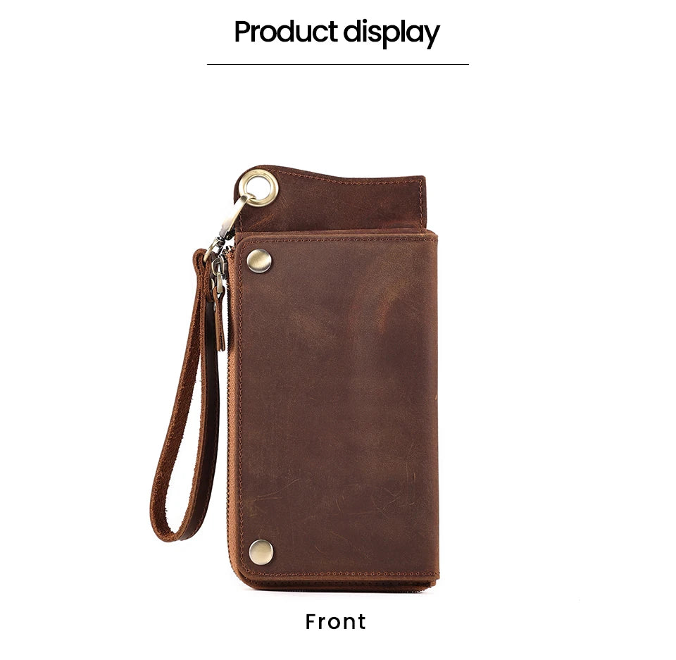 Genuine Leather RFID Blocking Wallet – Vintage Phone Clutch