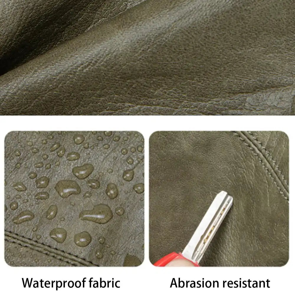 Demonstrating abrasion resistance and waterproof feature of a leather material.