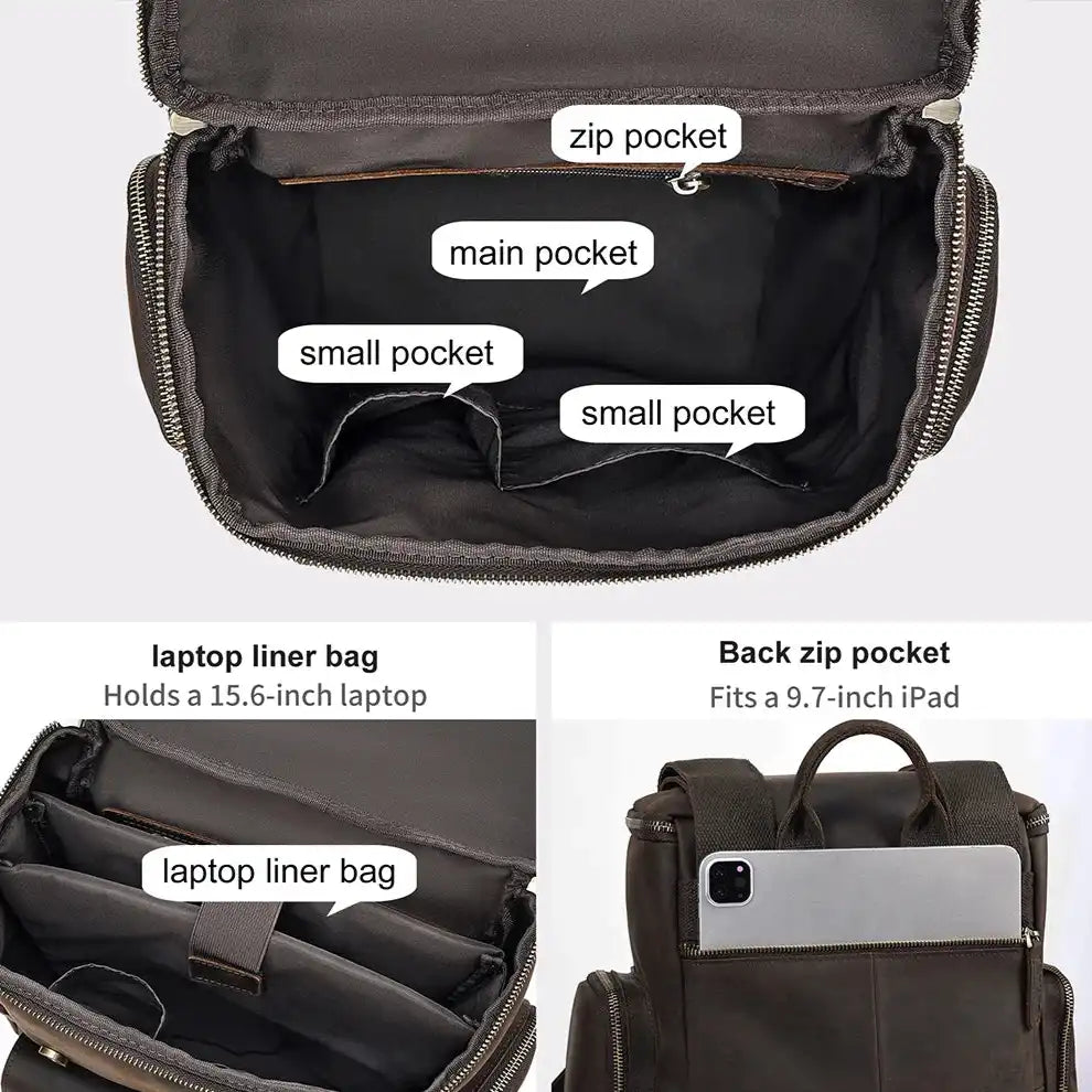 Interior view of a laptop liner bag with multiple pockets for organization.