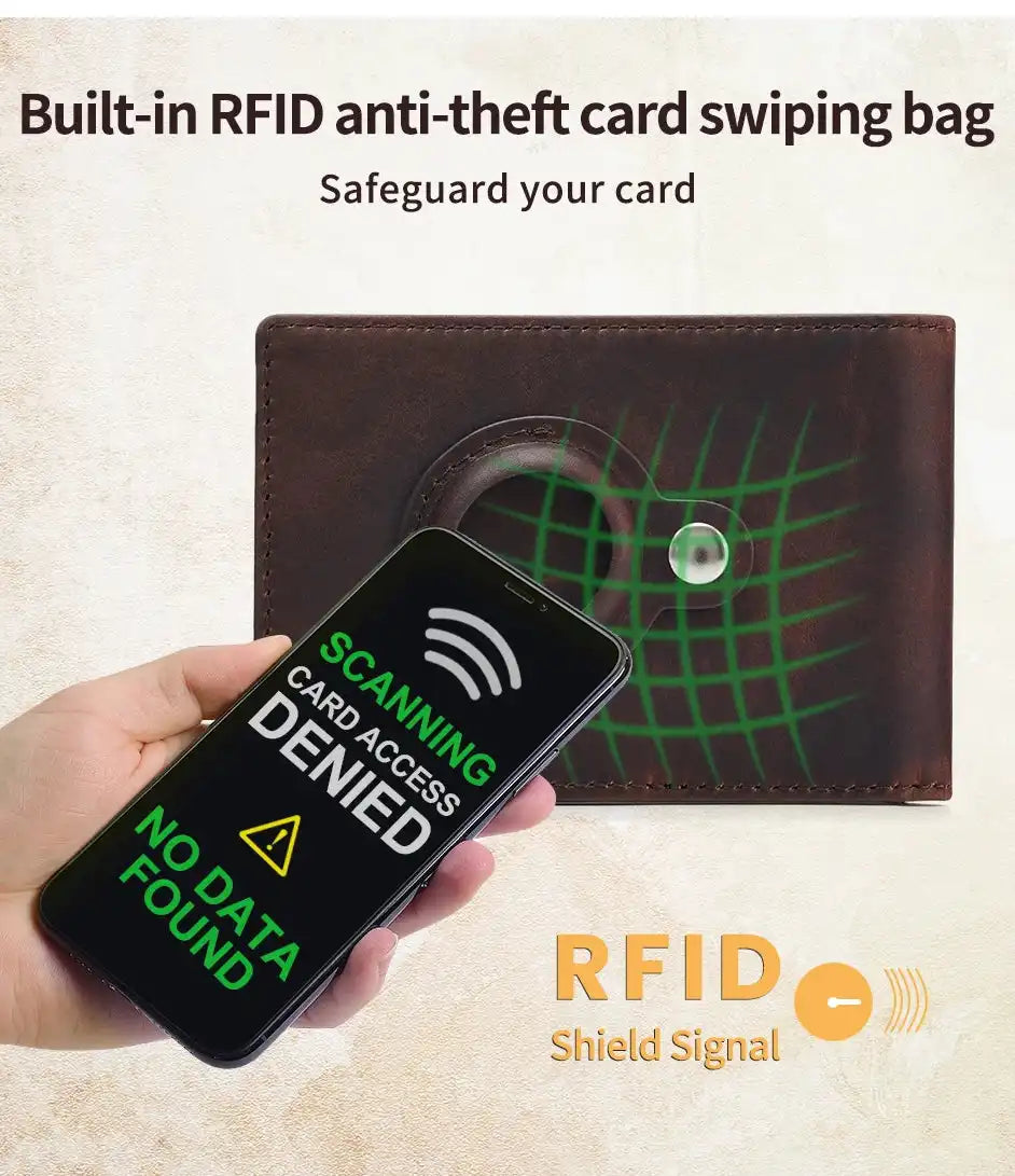 RFID anti-theft card swiping bag demonstrating card protection.